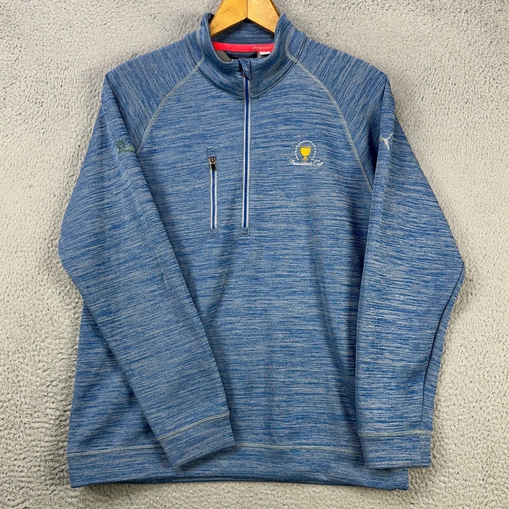 Liberty National Golf Club Mens Pullover Shirt Medium Blue Persidents Cup Puma